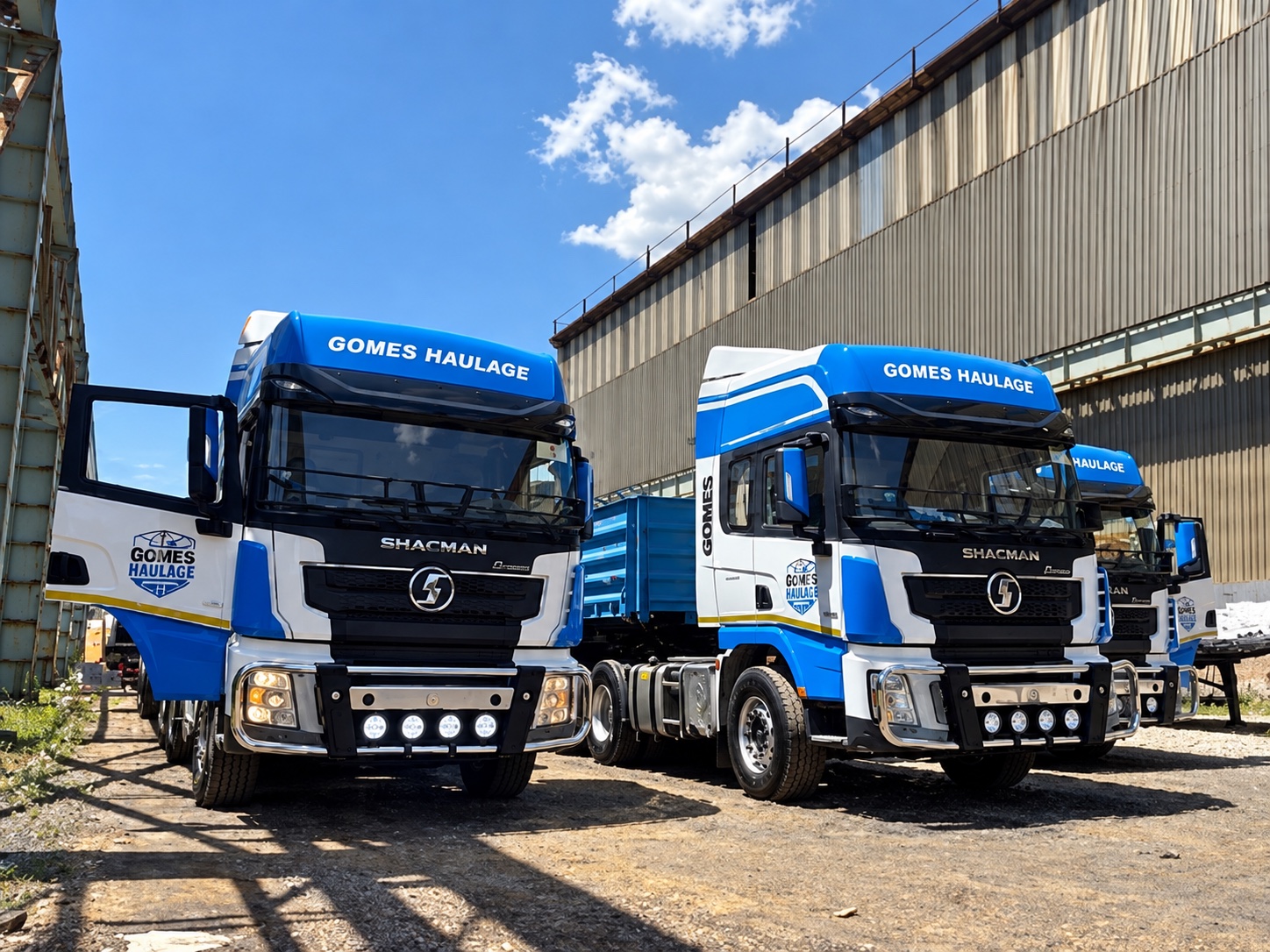 Trucks parked at a company depot